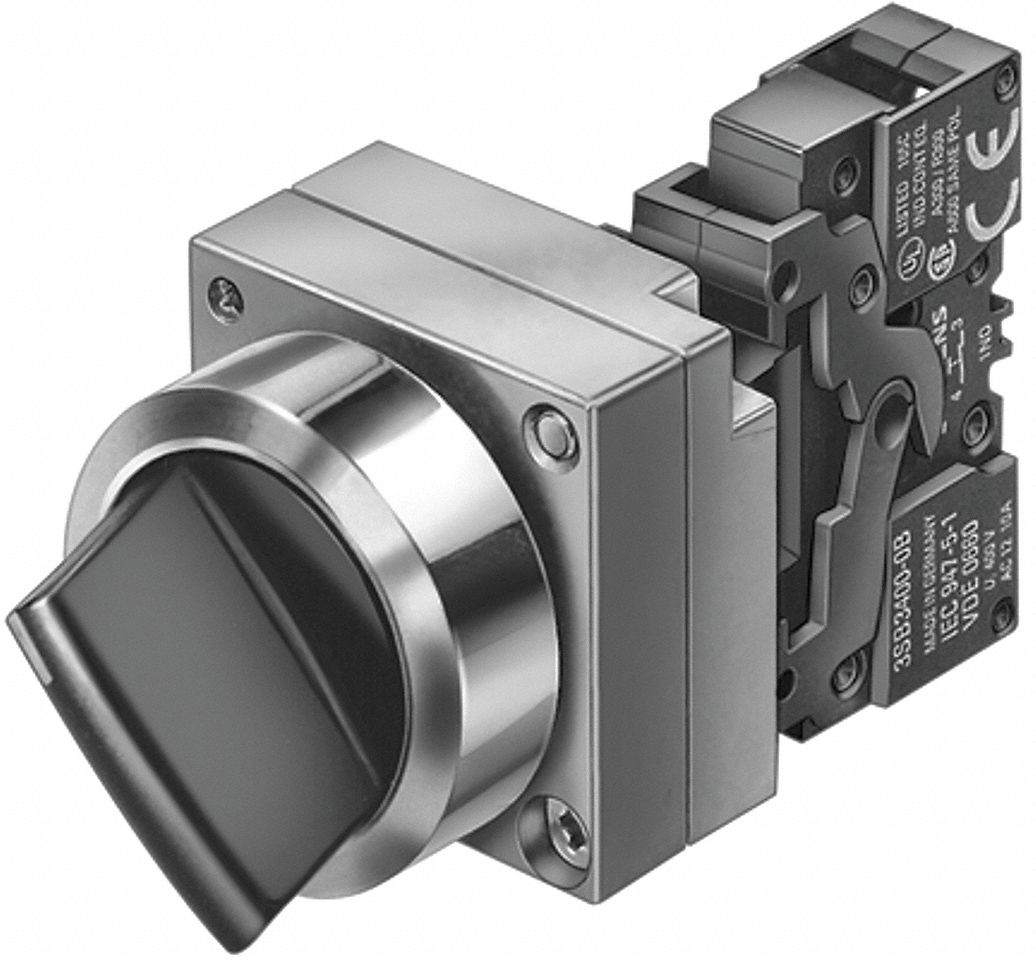 SIEMENS NonIlluminated Selector Switch, 22mm, 3, Momentary / Momentary