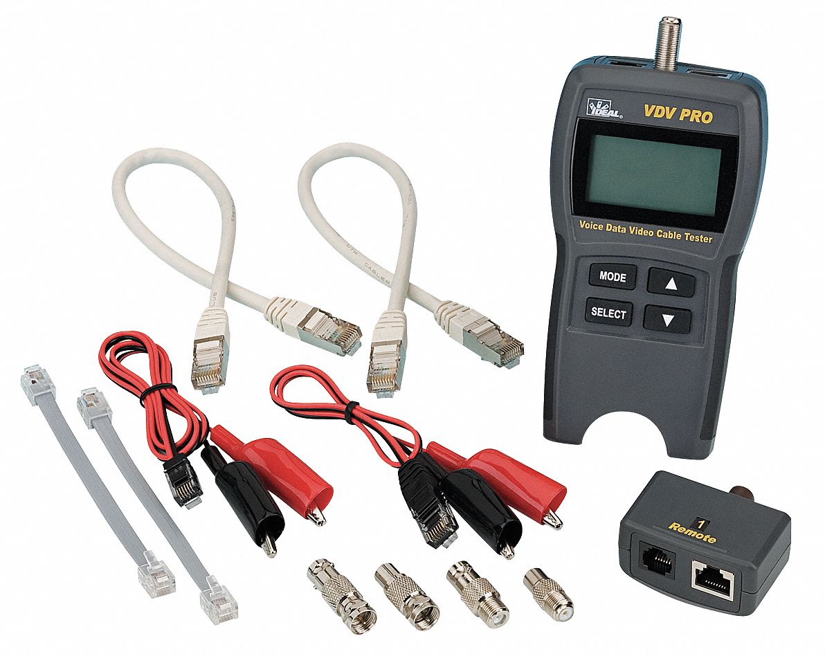IDEAL Cable Tester, RJ45/11, F, BNC, RCA, For Use With RJ45, RJ11, RJ12