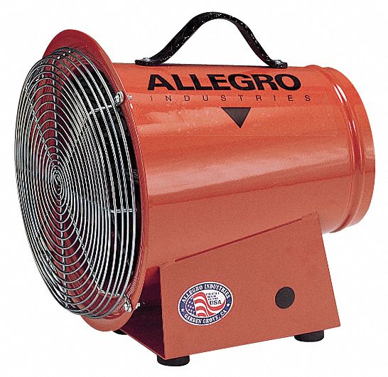ALLEGRO Axial Confined Space Fan, 1/3 hp HP, 115V AC Voltage, 3,200 RPM