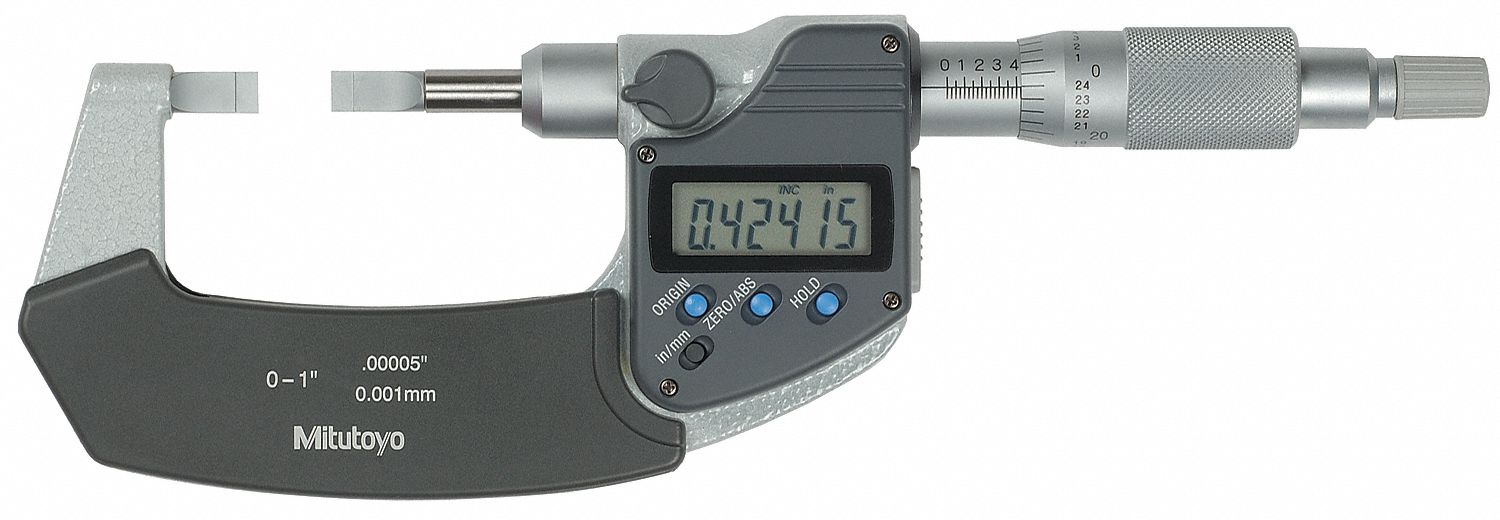 MITUTOYO Blade Micrometer, Electronic Digital Operation, 0 to 1"/0 to