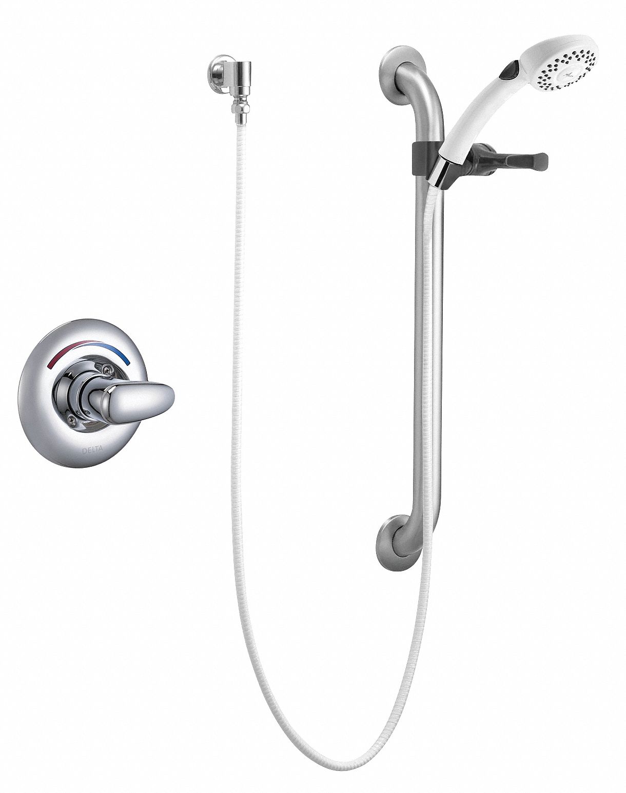 DELTA Metal Handheld Shower Head Kit, 1.50 gpm, 1/2", 7" Face Dia