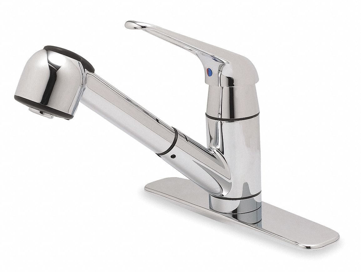 TRIDENT Straight, Kitchen Sink Faucet, Joystick Faucet Handle Type, 1.80 gpm, Chrome 5DJD4