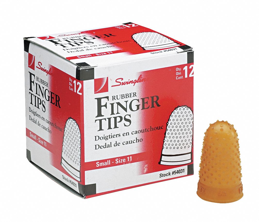 SWINGLINE Finger Tips, Size 11, Small, Rubber, Amber, PK 12 6PDR3