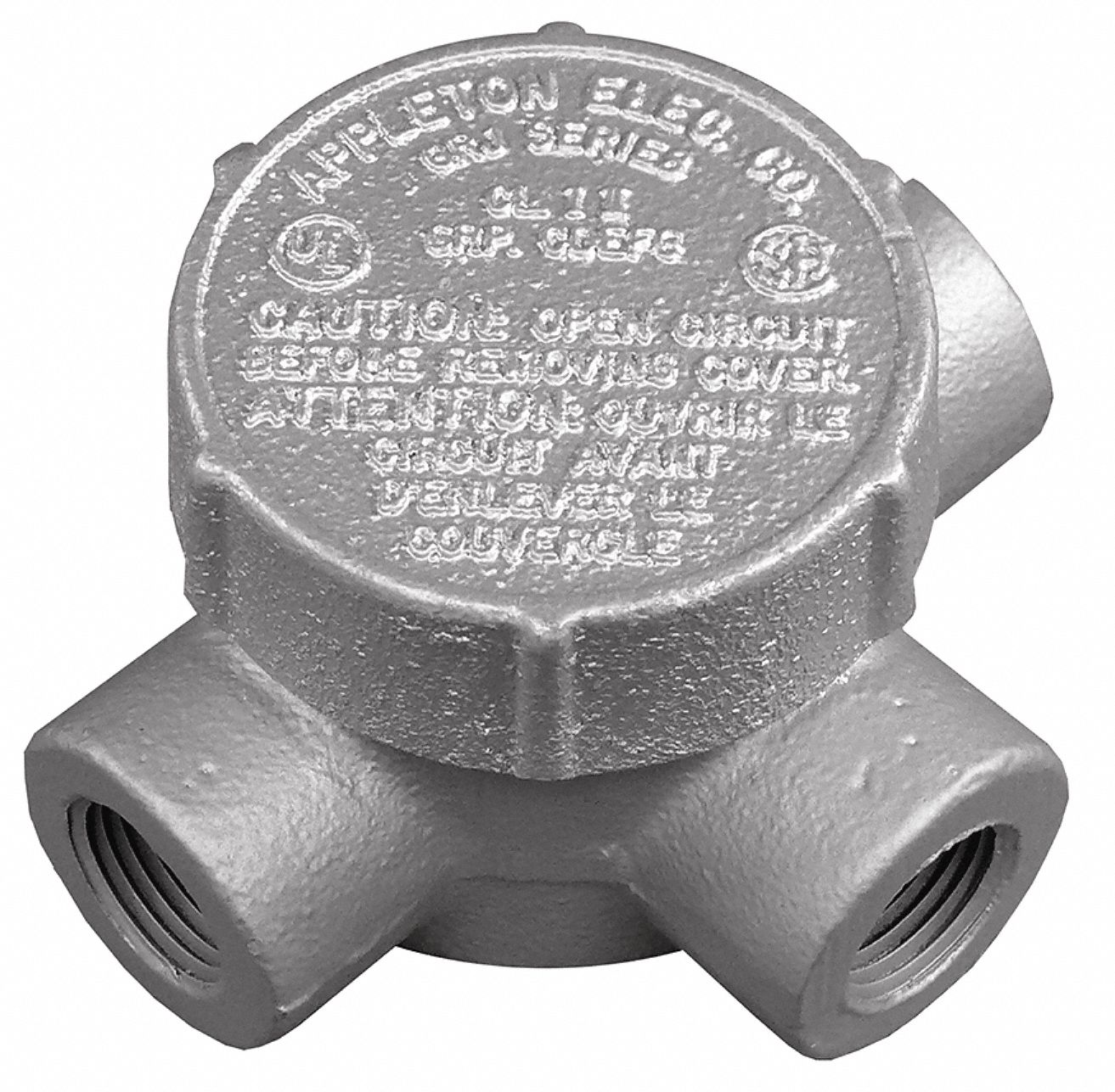 APPLETON ELECTRIC Conduit Outlet Body Iron GRJ 3 4 In Trade Size T