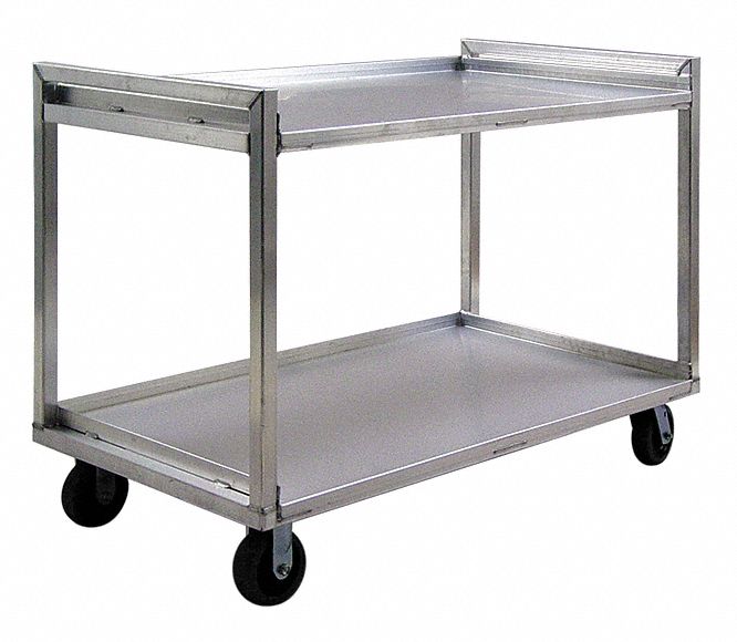 GRAINGER APPROVED 37" x 29" x 41" All Welded Aluminum Cart with 2000 lb. Load Capacity, Silver