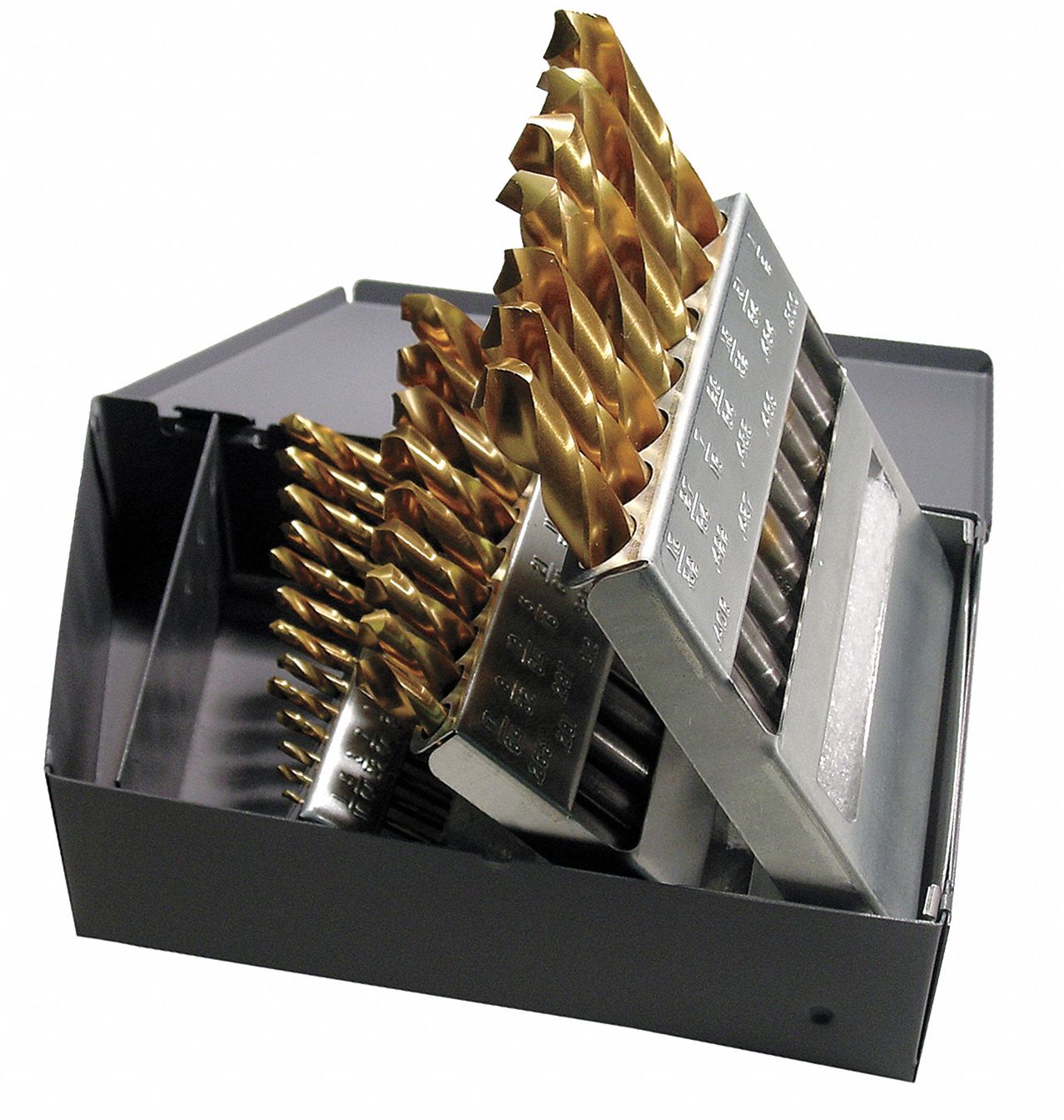 CHICAGOLATROBE 29 Pc Jobber Drill Bit Set, Cobalt Steel, TiN 6WUD4