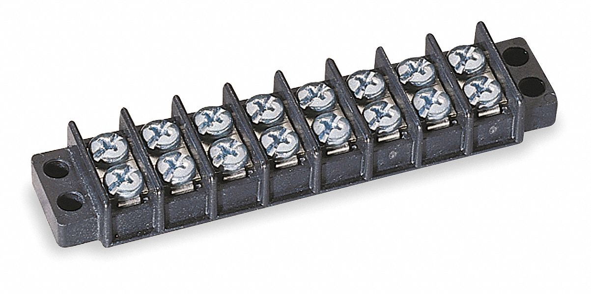 GRAINGER APPROVED 8Pole Thermal Plastic Terminal Strip, 30 A Amps