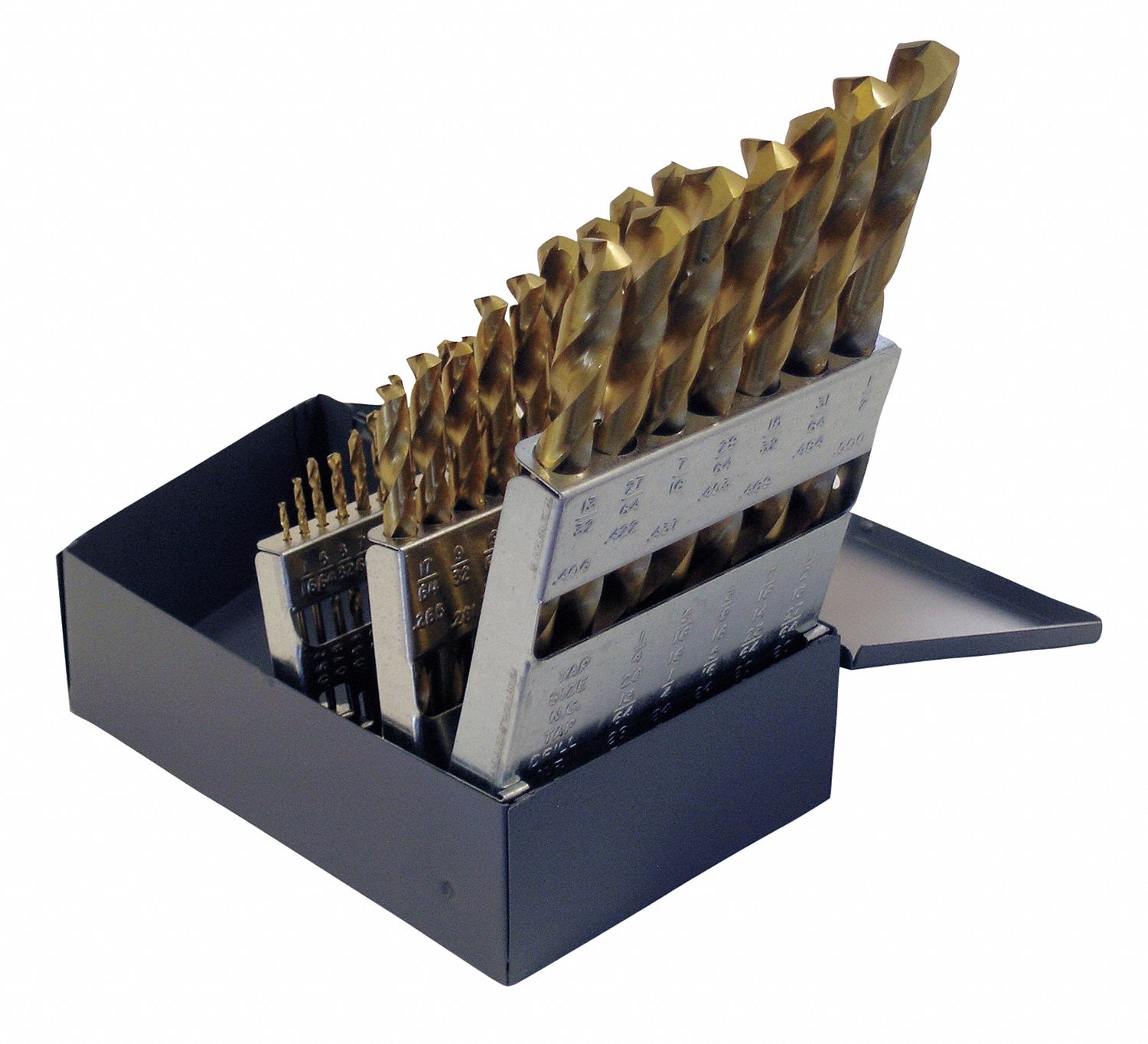 CHICAGOLATROBE 29 Pc Jobber Drill Bit Set, High Speed Steel, TiN