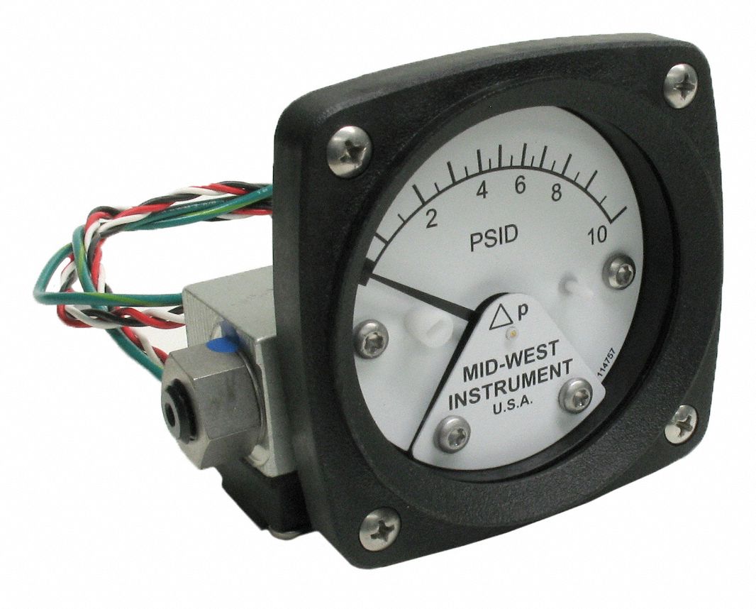 MIDWEST INSTRUMENT Differential Pressure Gauge & Switch 0 to 110 psid