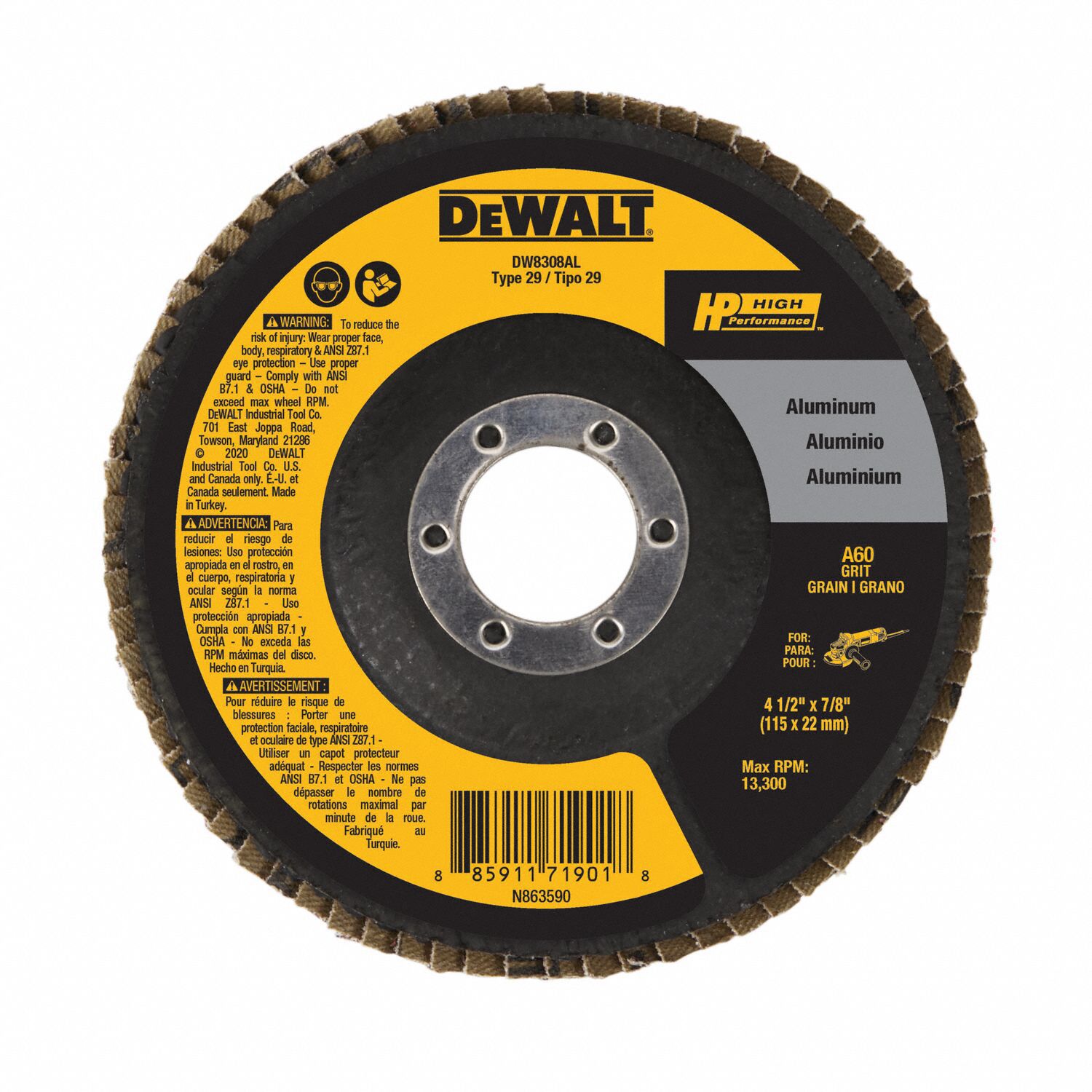 DEWALT Flap Discs 7 8 In Mounting Hole Size 60 Abrasive Grit Coarse