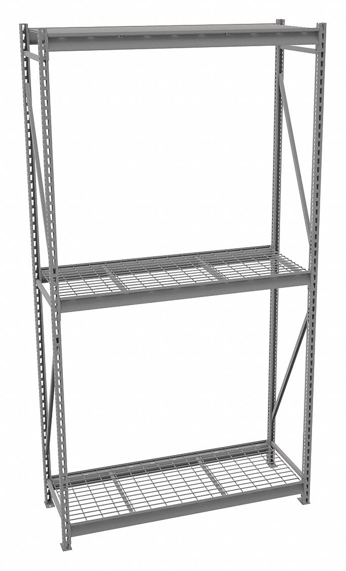 TENNSCO Starter Bulk Storage Rack with Galvanized Wire Decking and 3 Shelves, 60"W x 24"D x 120