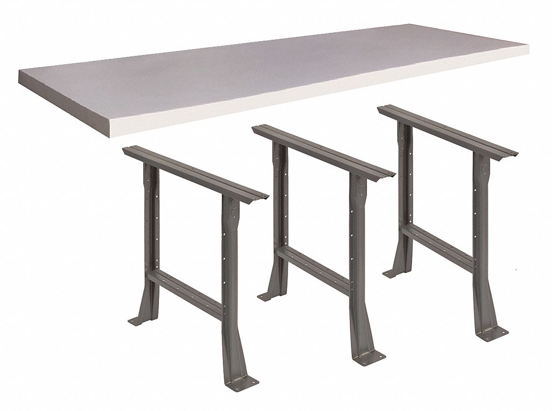 GRAINGER APPROVED Workbench, Steel, 36 in Depth, 333/4 in Height, 96