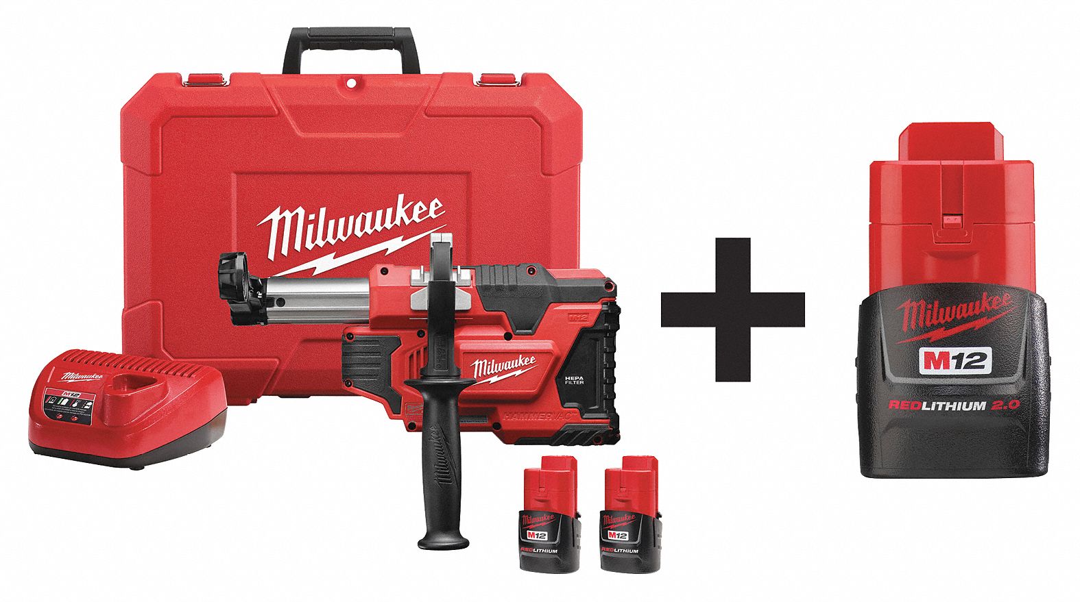 MILWAUKEE Cordless Dust Collection System Kit, 12V 7DX54230622 48