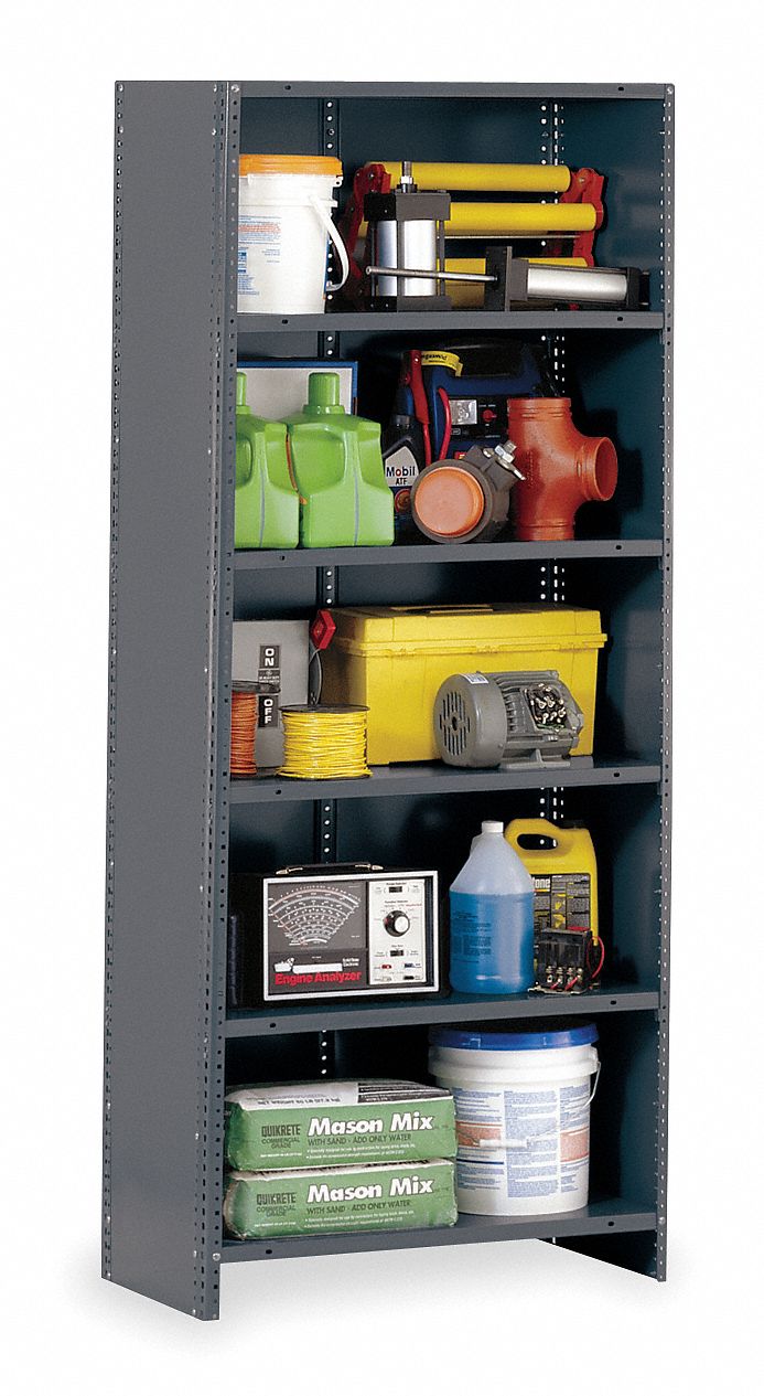 GRAINGER APPROVED Freestanding Closed Metal Shelving, 36"W x 18"D x 85