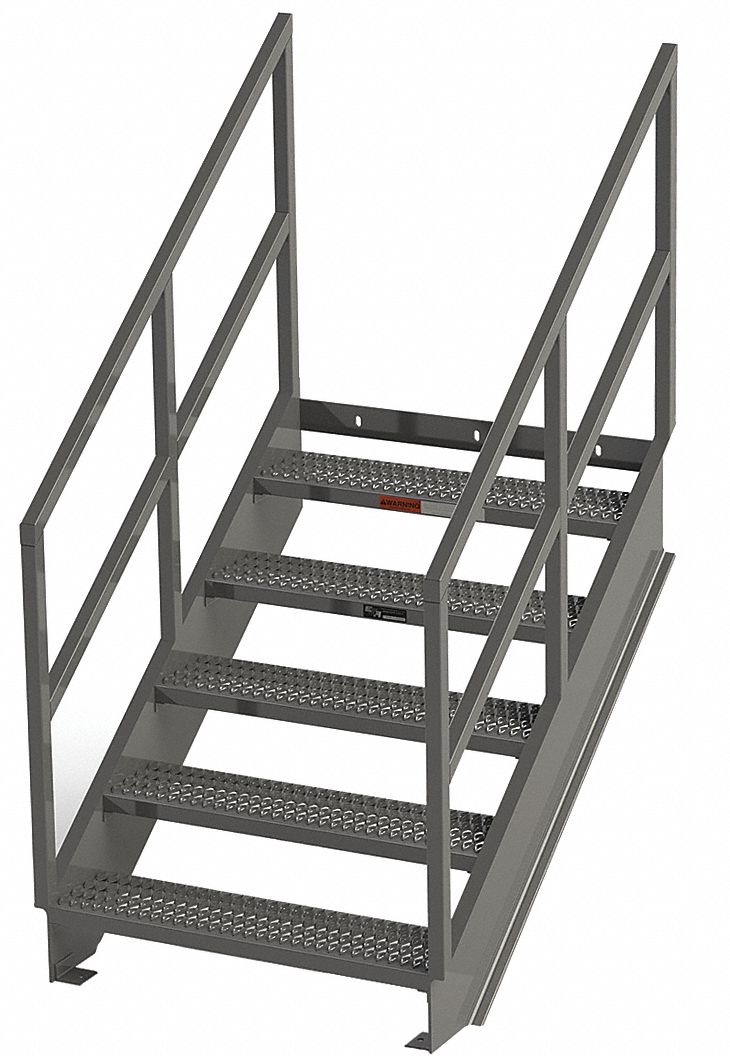 GRAINGER APPROVED Carbon Steel Stair Unit, 42 in Top Step Height, 1,000 lb Load Capacity