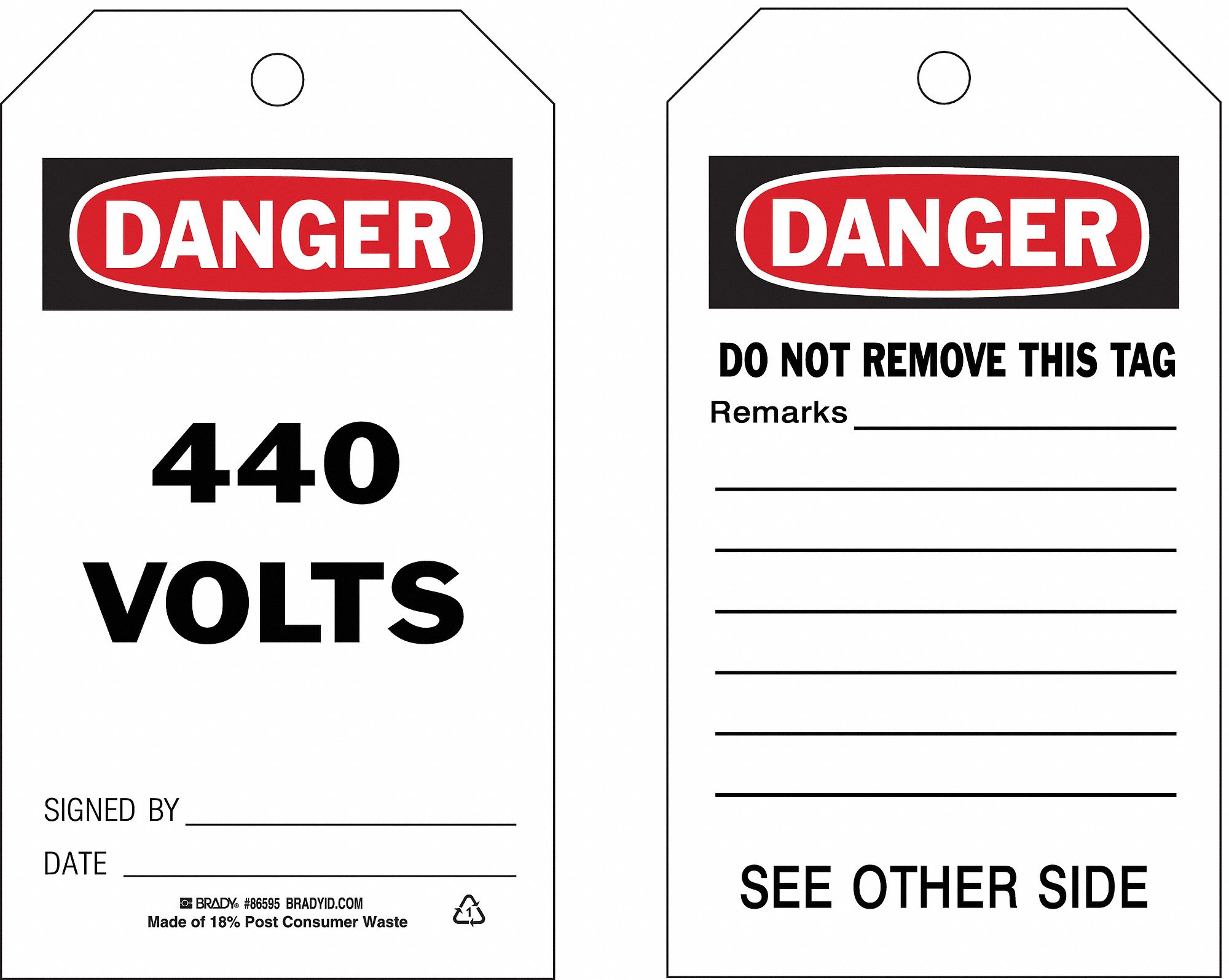 Economy Polyester440 Volts, Danger Tag 7