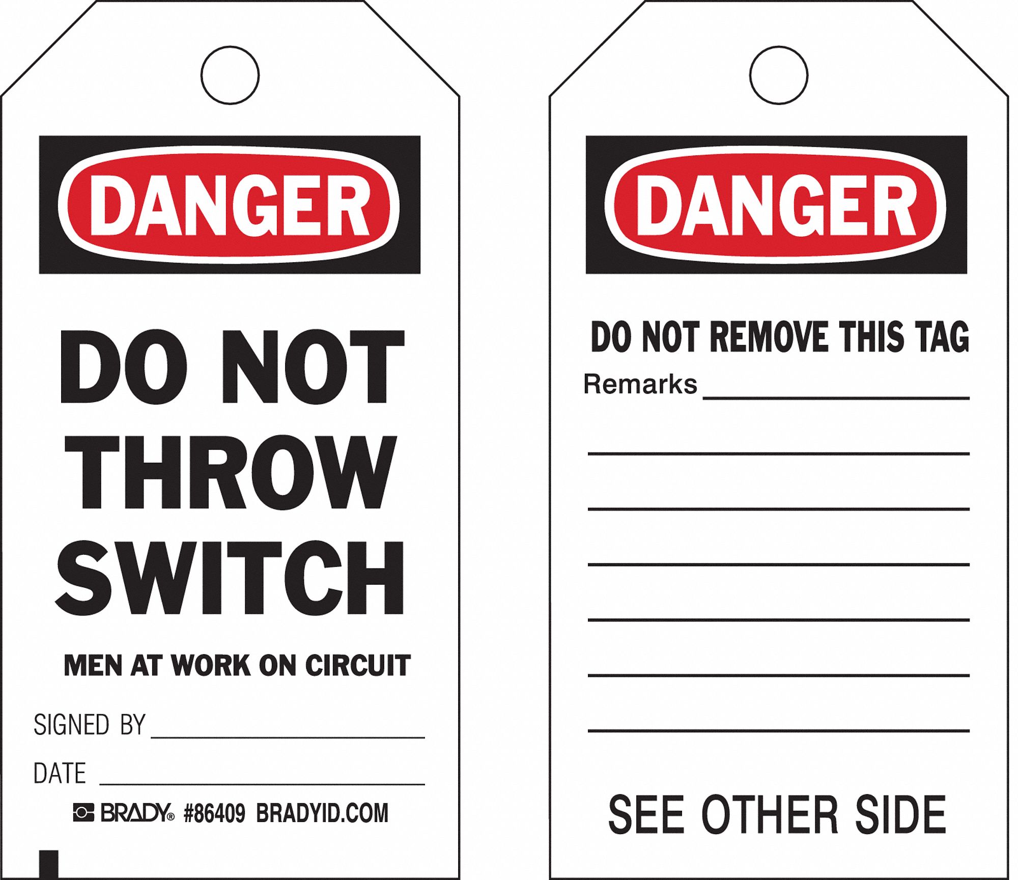CardstockDo Not Throw Switch Men At Work On Circuit, Danger Tag 7