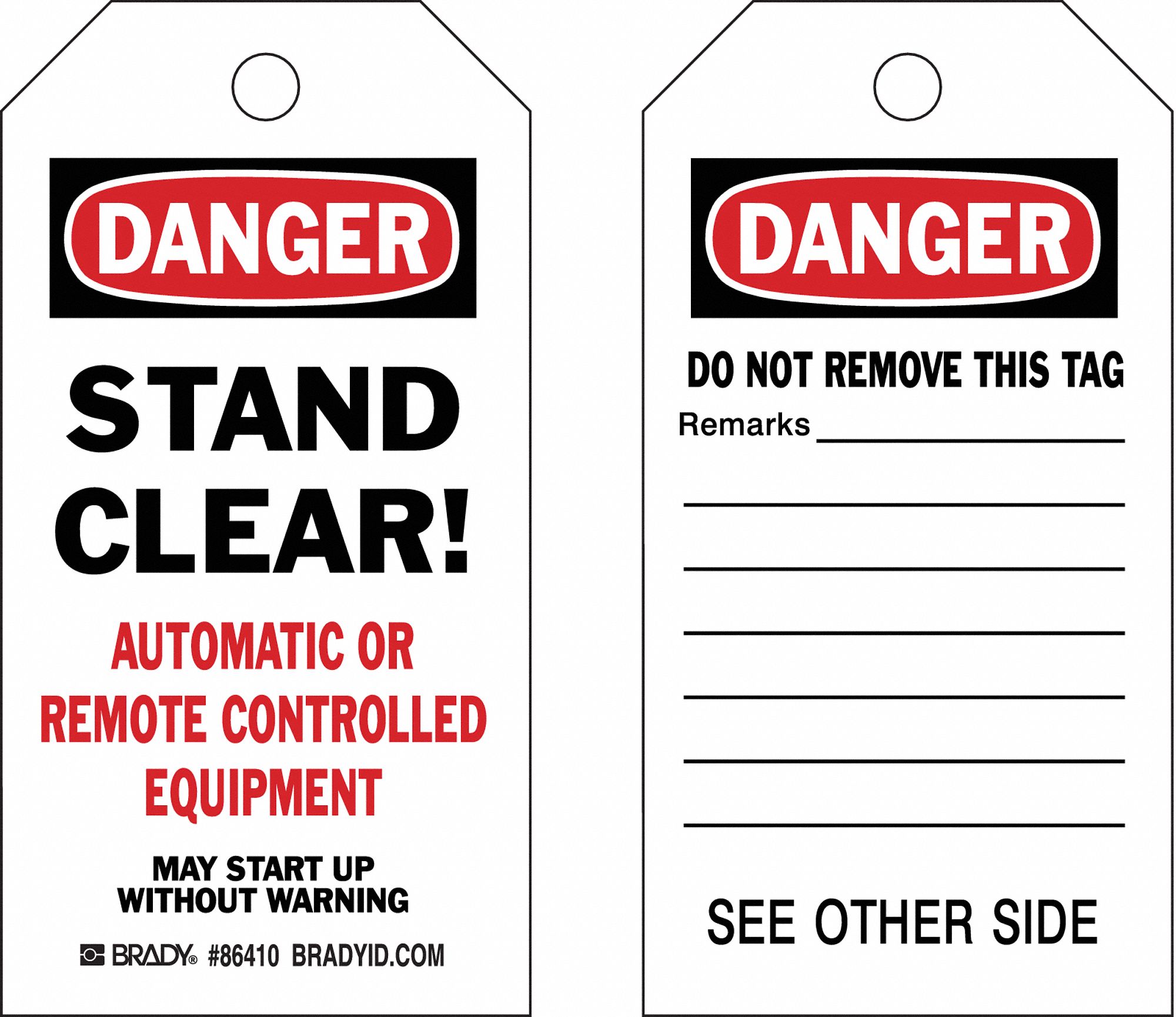 CardstockStand Clear! Automatic Or Remote Controlled Equipment, Danger Tag 7