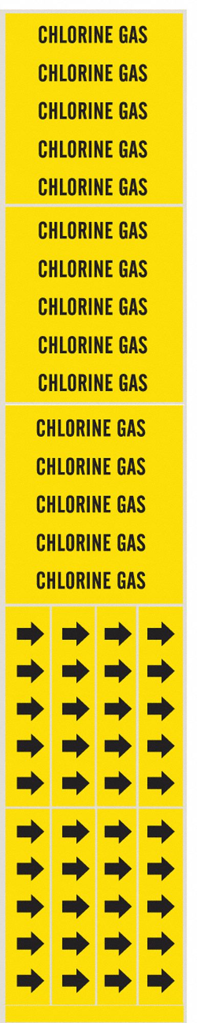 Pipe Marker,Chlorine Gas,Y,3/4 In orLess