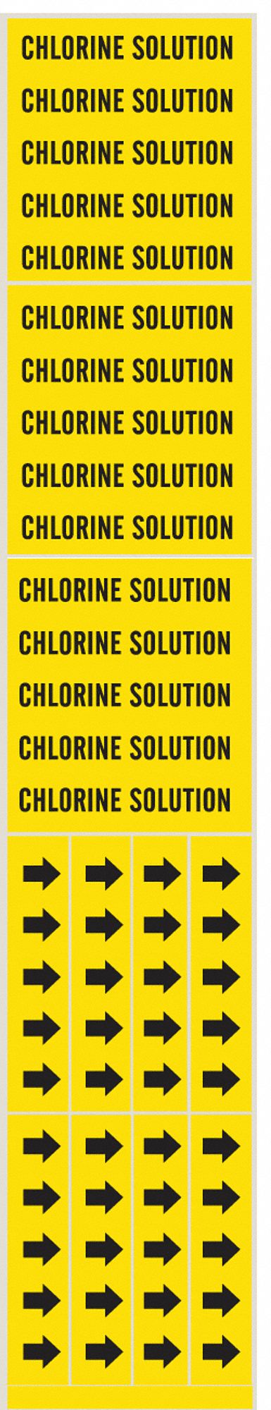 Pipe Marker,Chlorine Solution,Y,to3/4 In