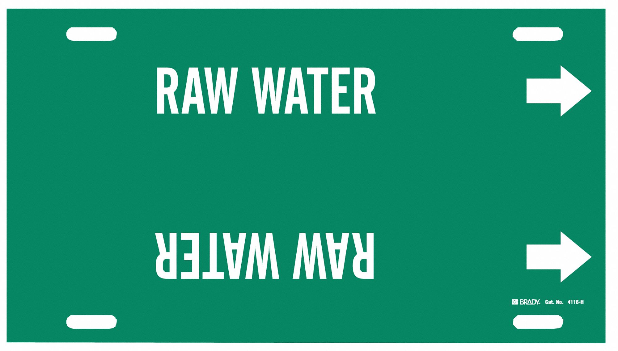 Pipe Marker,Raw Water,Green,10 to 15 In