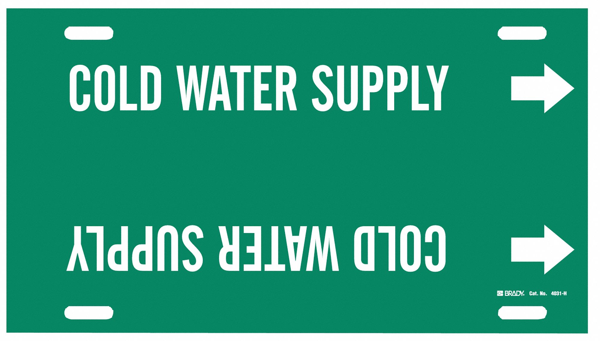 Pipe Marker,Cold Water Supply,10to15 In