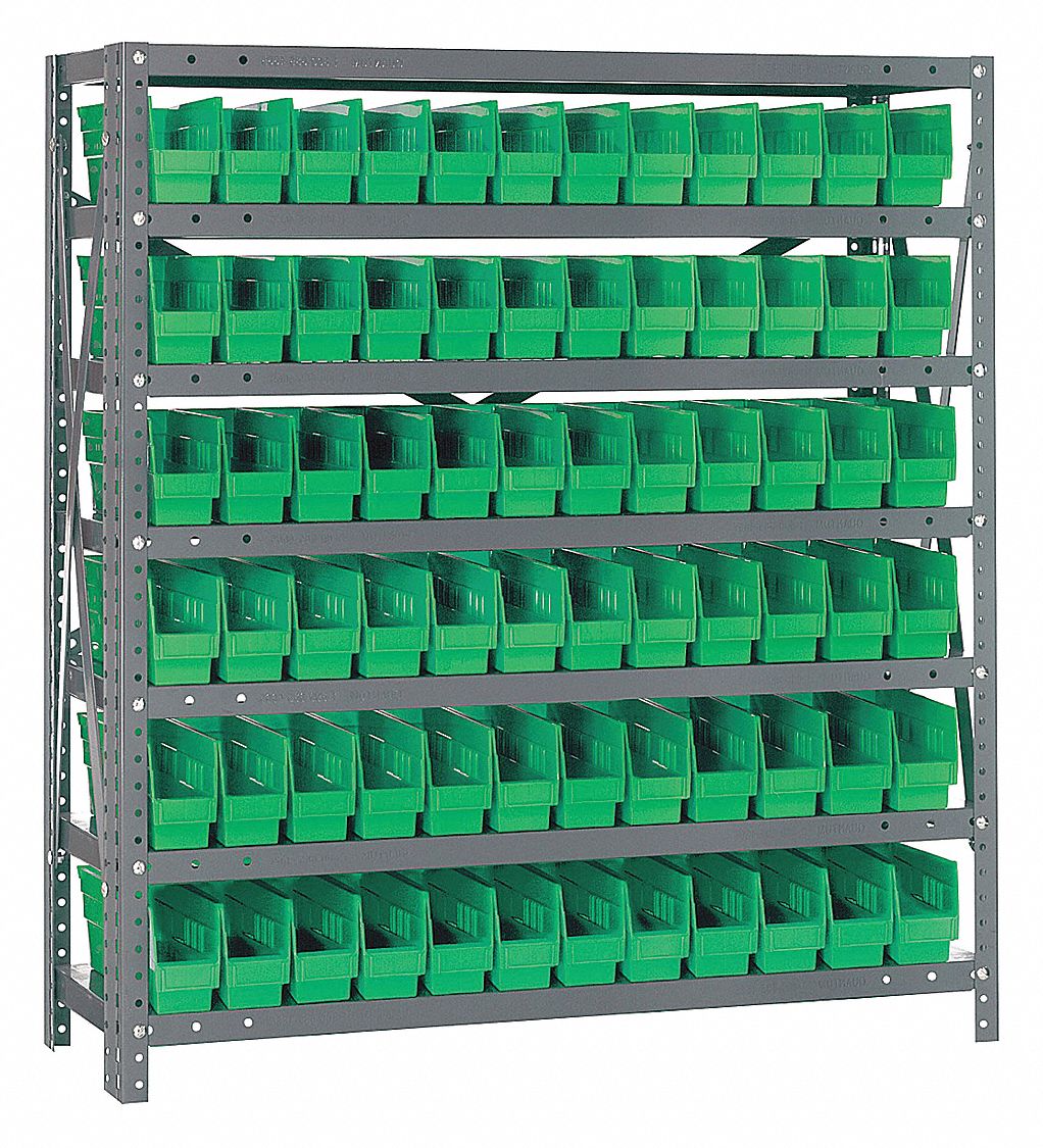 QUANTUM STORAGE SYSTEMS Steel Bin Shelving with 72 Bins, 36"W x 12"D x