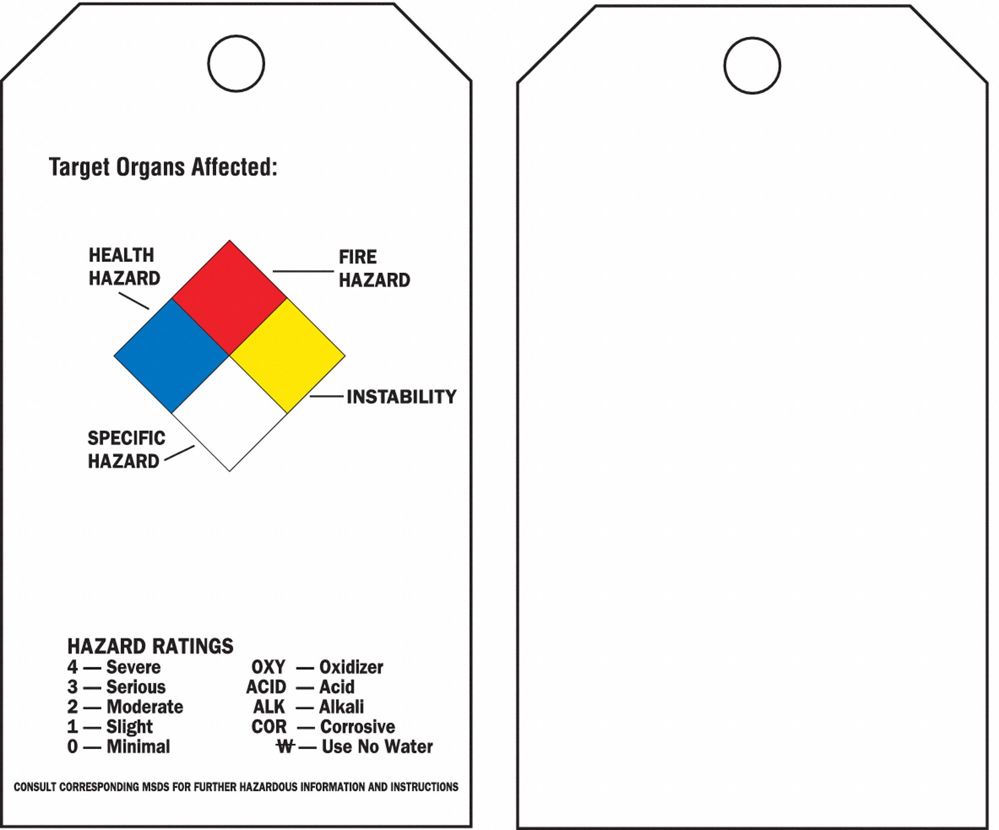 BRADY Chemical, Gas or Hazardous Materials Tag, Polyester, 53/4"H x 3" 8NAM399105 Grainger
