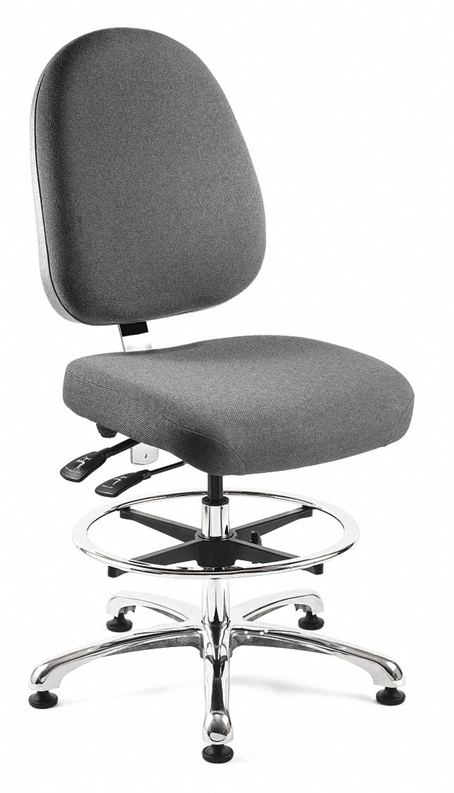 BEVCO Gray Fabric Drafting Chair 19" Back Height 9RY369551LSGY