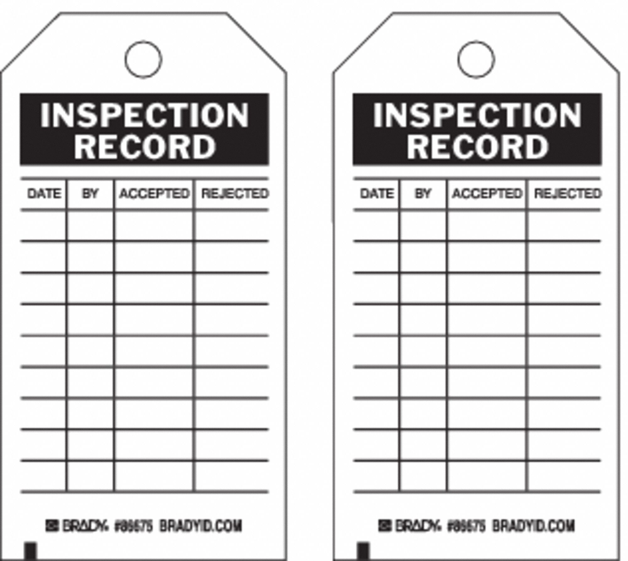 CardstockDate By Accepted Rejected Inspection Record Tag 5-3/4