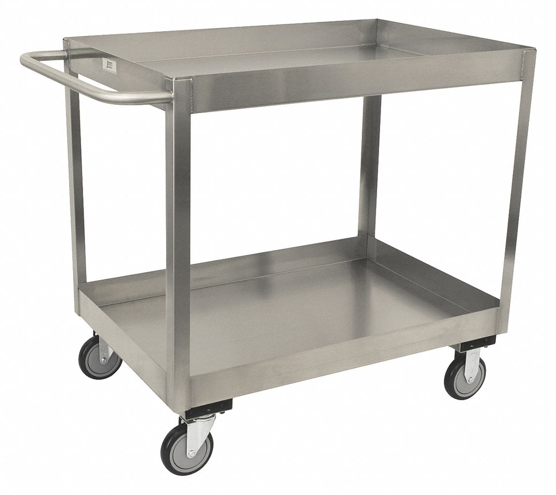 JAMCO CorrosionResistant Utility Cart with Deep Lipped Metal Shelves