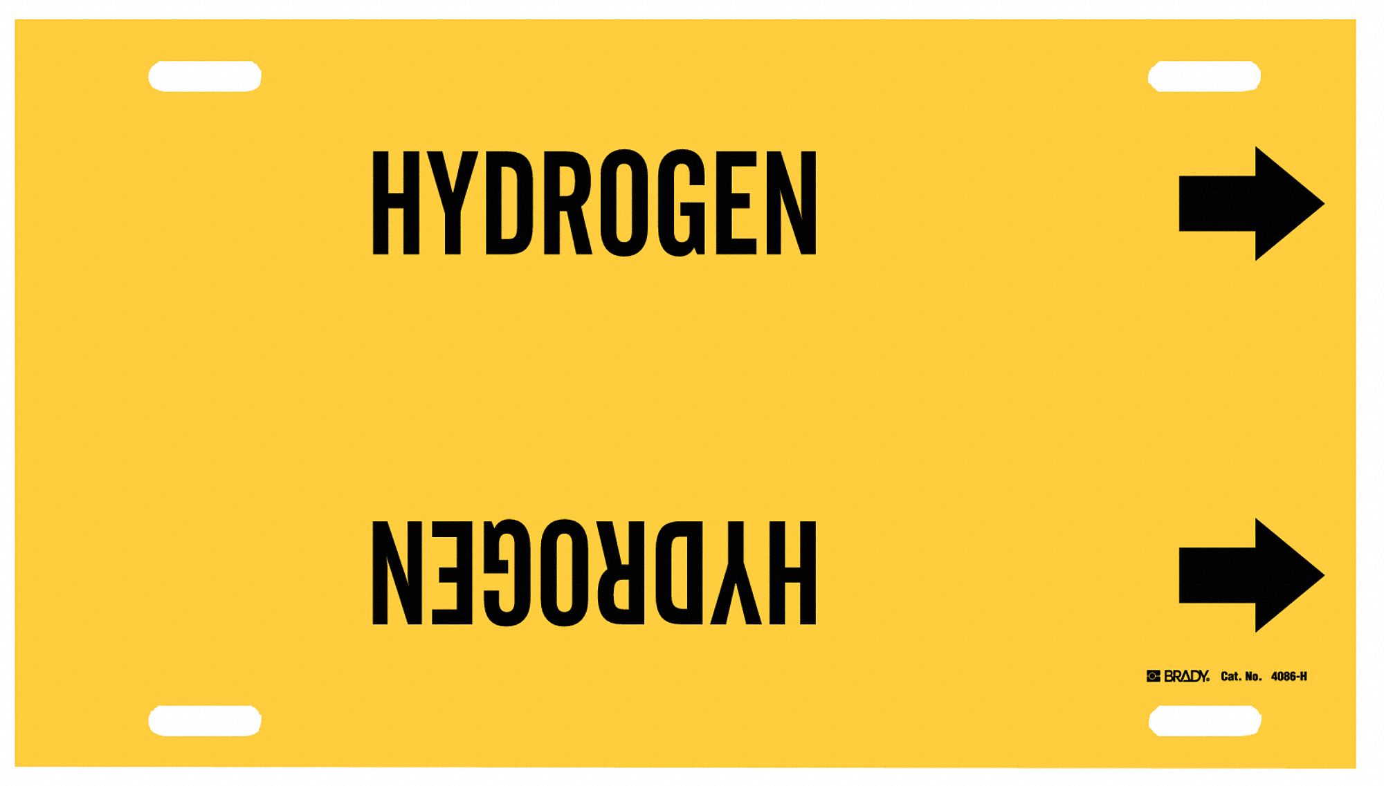 Pipe Marker,Hydrogen,Yellow,10 to 15 In