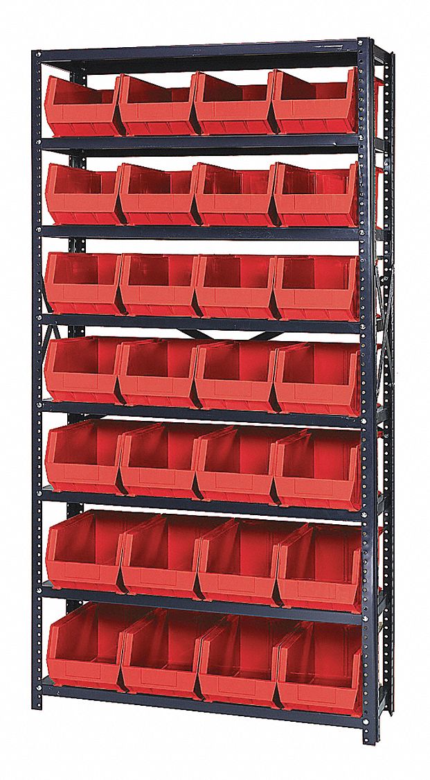 QUANTUM STORAGE SYSTEMS Steel Bin Shelving with 28 Bins, 36"W x 12"D x