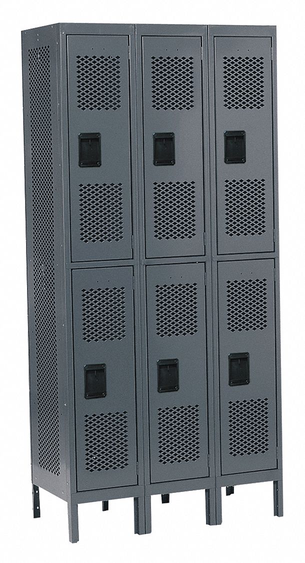 Edsal Gray Wardrobe Locker 3 Wide 2 Tier Openings 6 36 W X 15