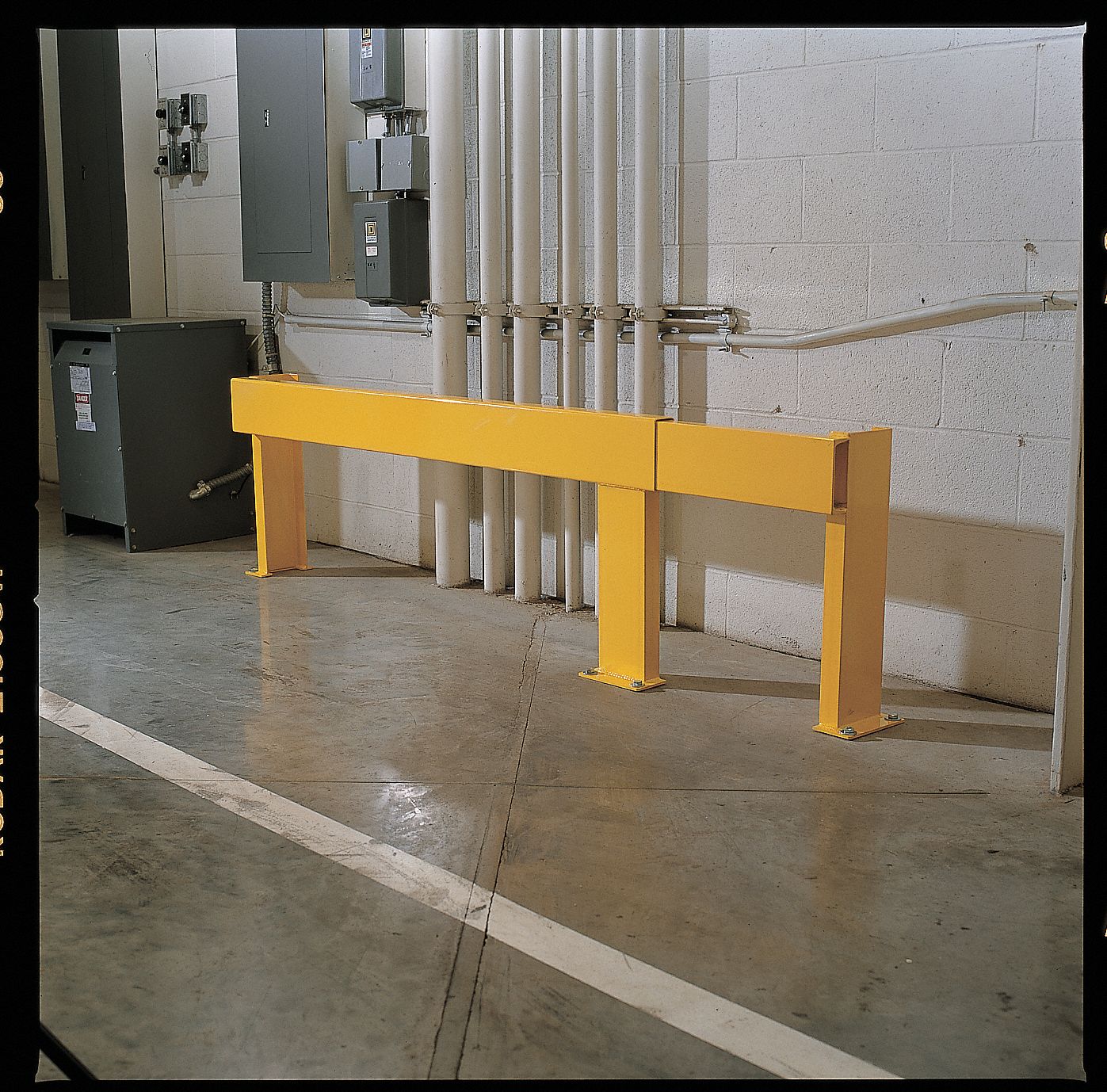 GRAINGER APPROVED Yellow, Steel, Guard Rail System, Floor Mounted Guard