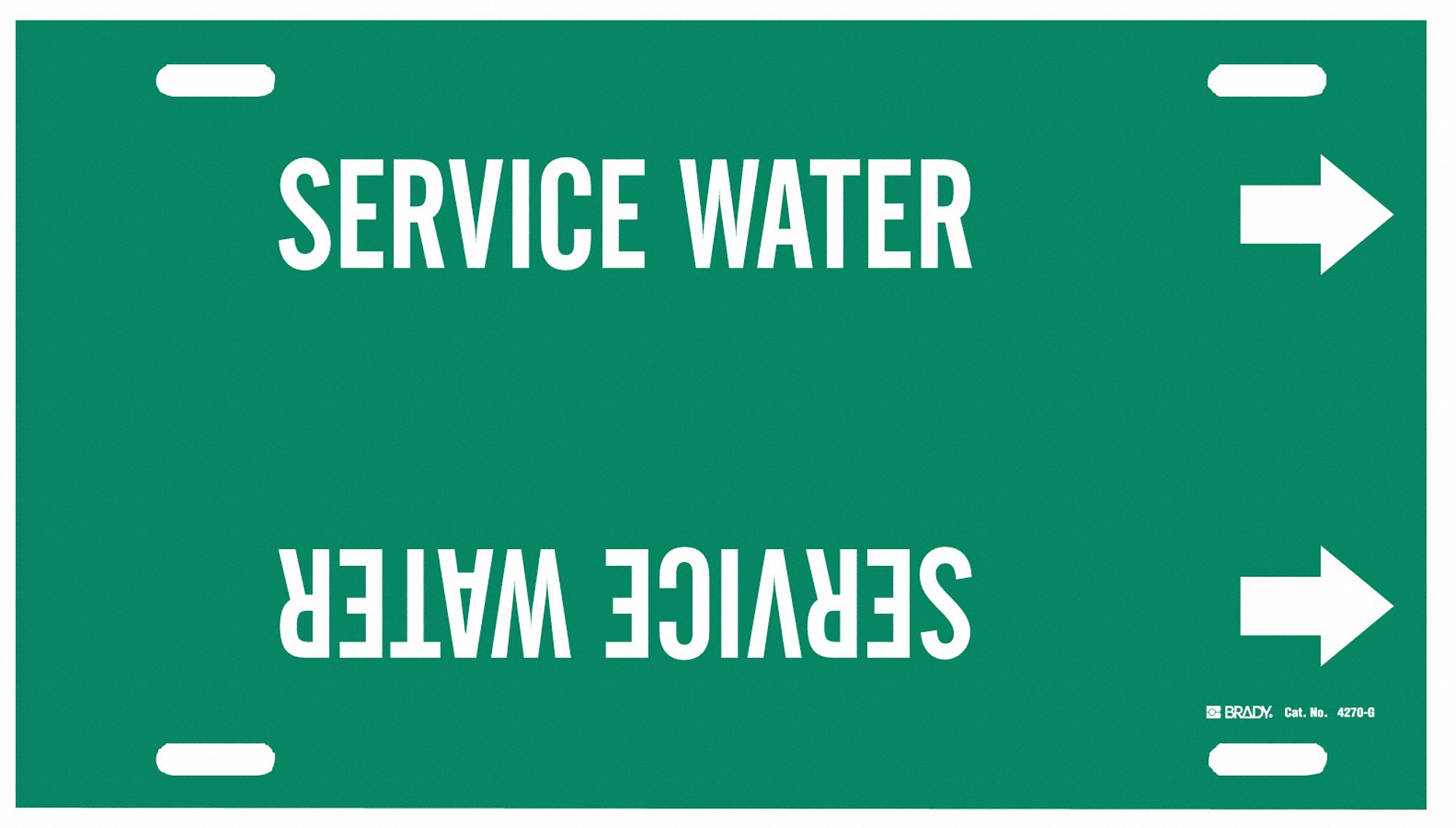 Pipe Marker,Service Water,Gn,8to9-7/8 In
