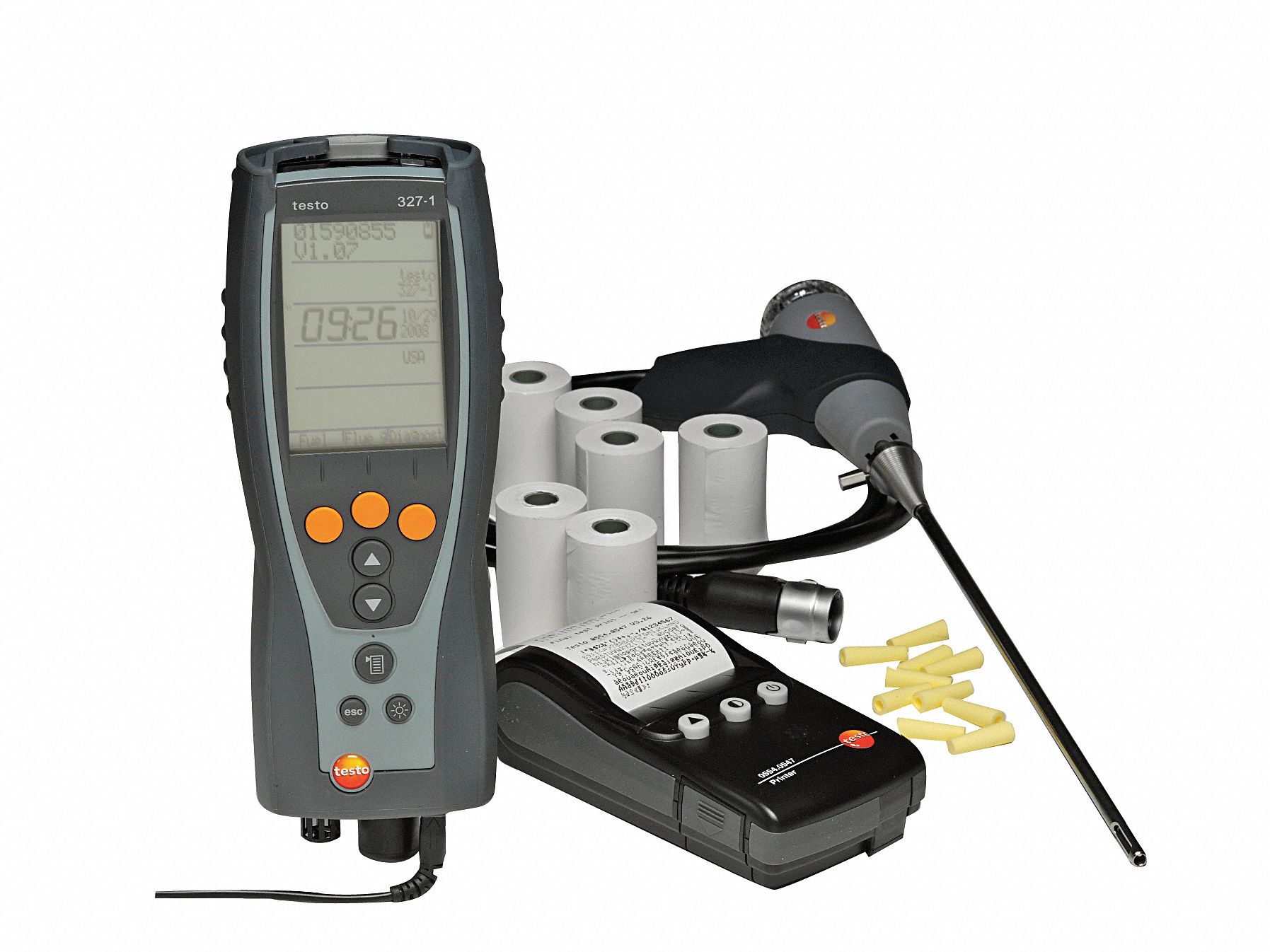 TESTO Combustion Analyzer Kit 8YLL7 327 KIT 3 0563 3203 71 Grainger