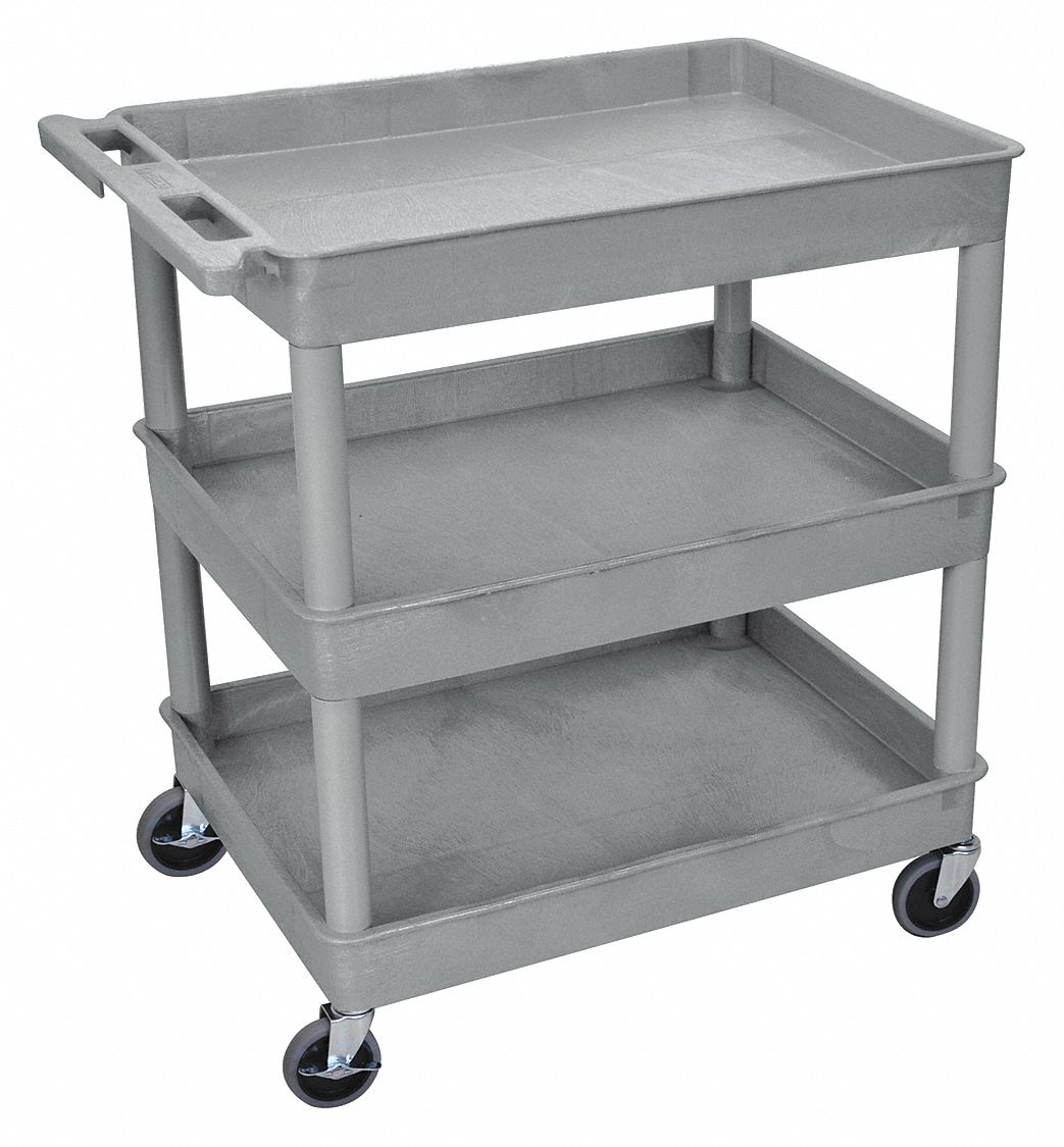 Grainger Approved Utility Cart With Deep Lipped Plastic Shelves Lb Load Capacity Number Of