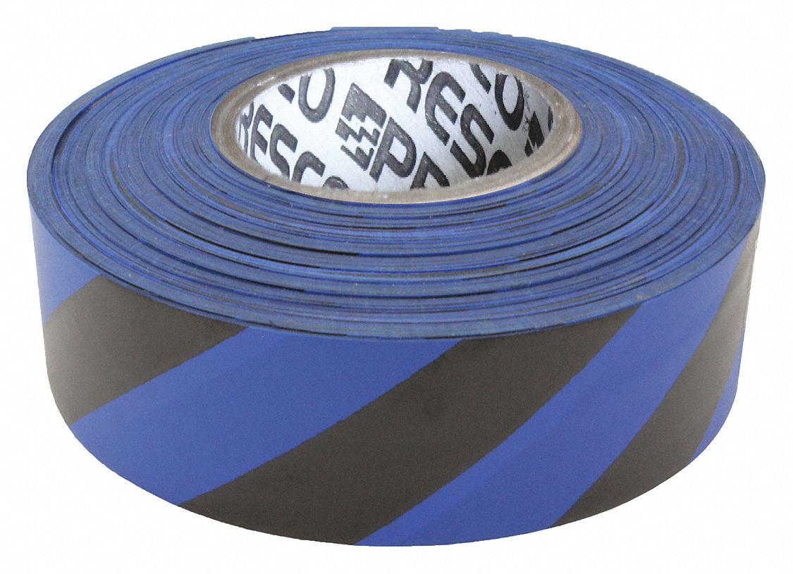 PRESCO PRODUCTS CO Flagging Tape, Blue/Black, 13/16" x 300 ft