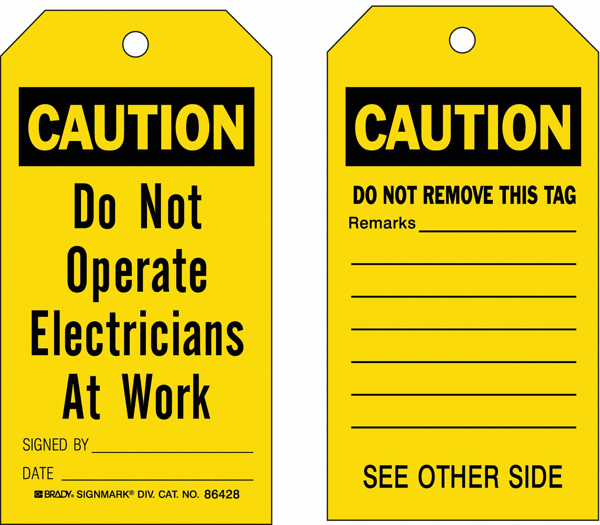 Heavy-Duty PolyesterDo Not Operate Electricians At Work, Caution Tag 5-3/4