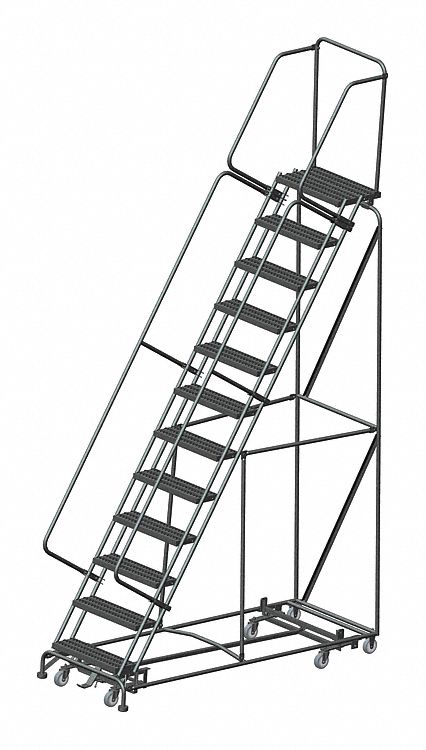 BALLYMORE 12 Step Rolling Ladder, Serrated Step Tread, 153" Overall Height, 450 lb. Load Capacity   Rolling Ladders   9ARK1|WA AD 123214GSU