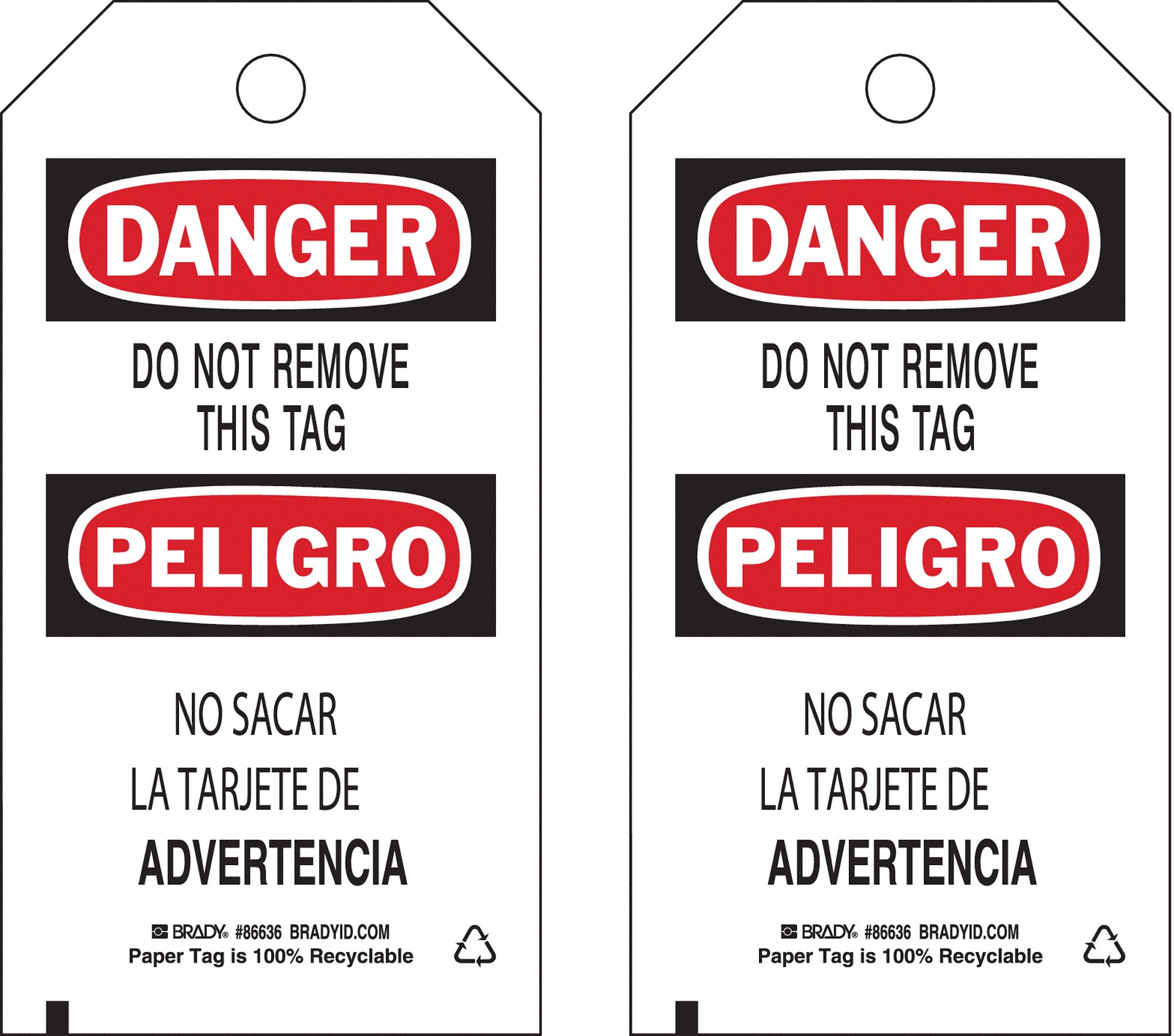 CardstockDo Not Remove This Tag/No Sacar La Tarjeta De Advertencia, Danger Bilingual Tag, 3