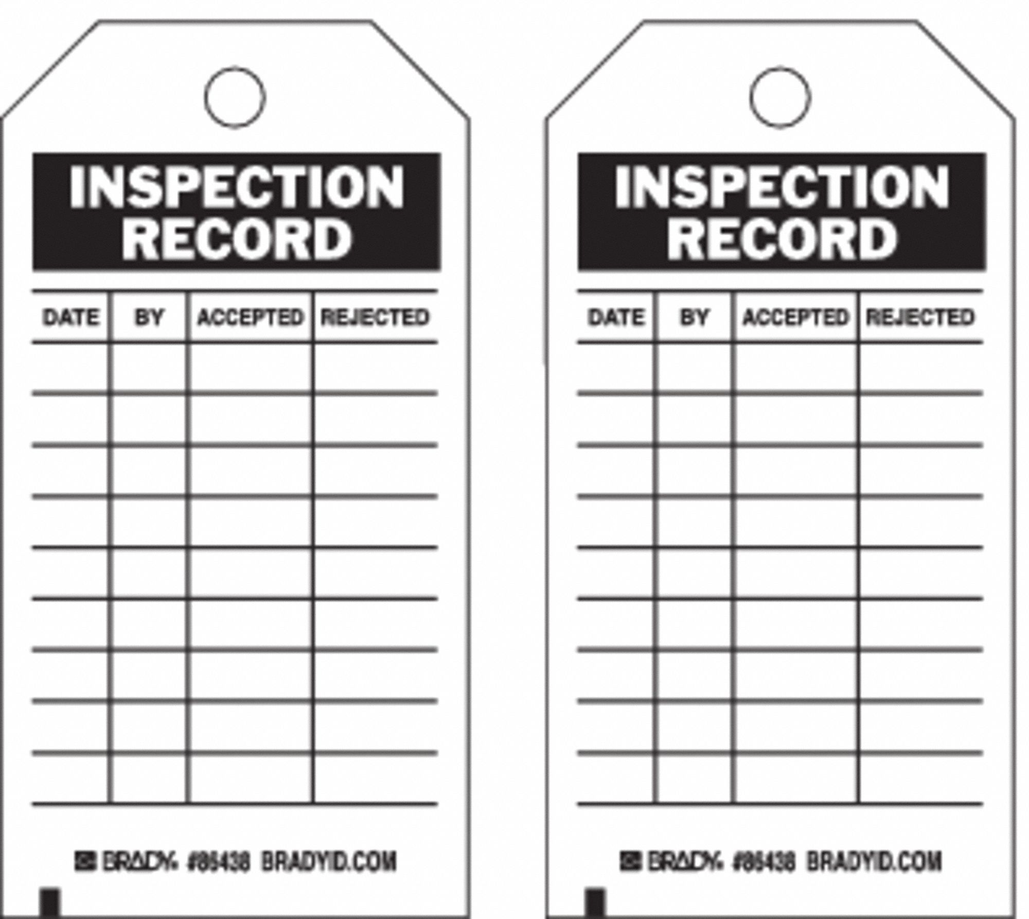 Heavy-Duty PolyesterDate By Accepted Rejected Inspection Record Tag 5-3/4