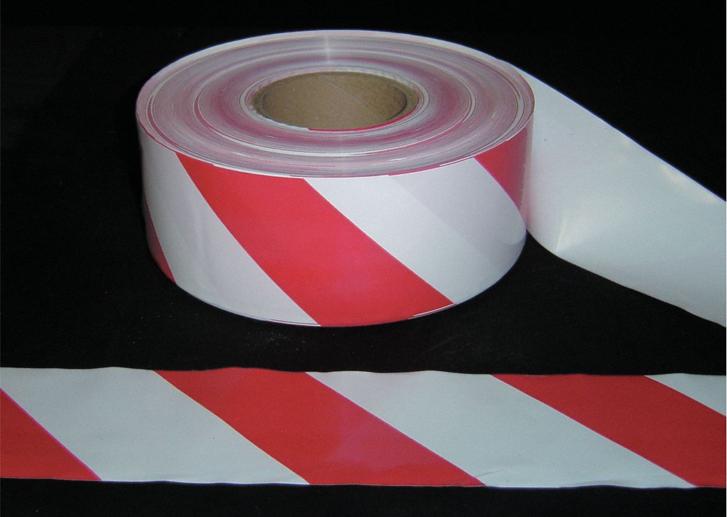 GRAINGER APPROVED Barricade Tape,Red/White,200 ft x 3 In 9GD04BT32