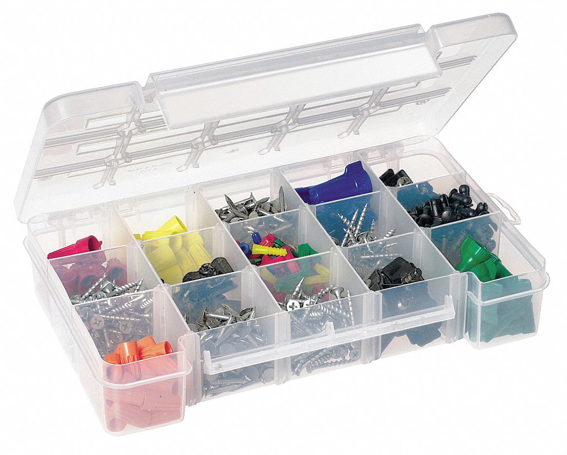 AKROMILS Compartment Box, ClearW, 1EA 9GMC005905 Grainger