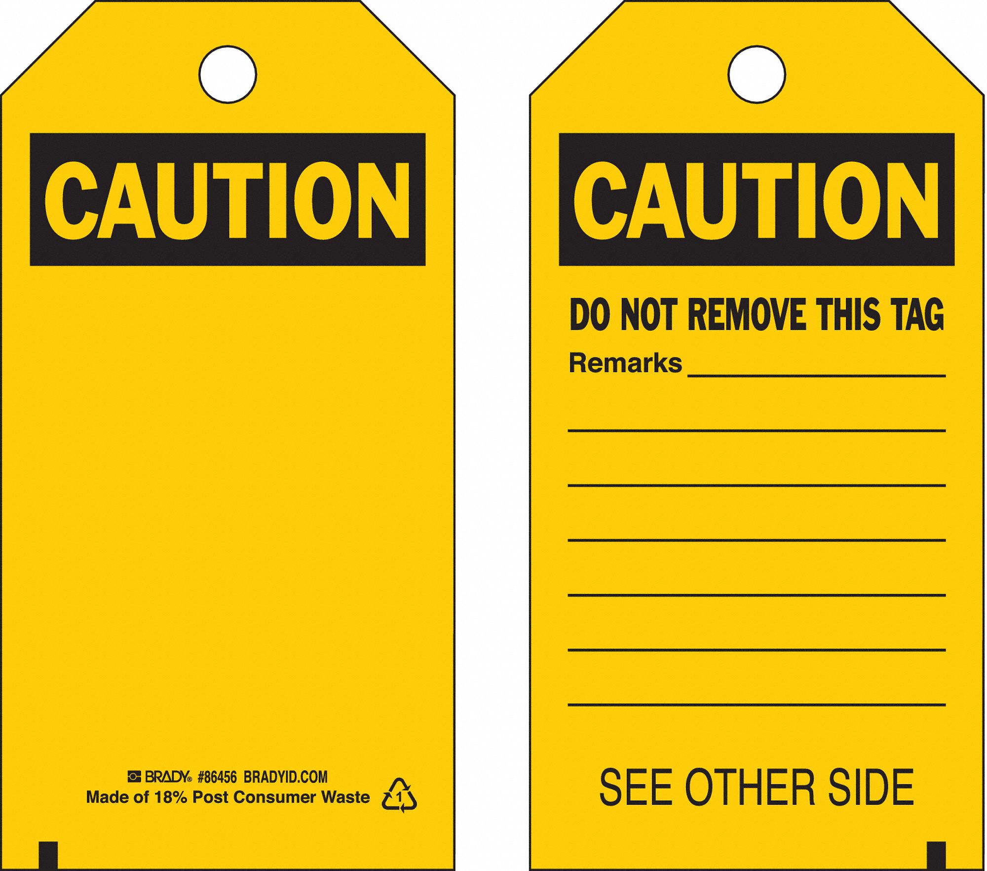 Self-Laminating PolyesterCaution (Header), Blank (Front), Blank (Back), Caution Tag 5-3/4