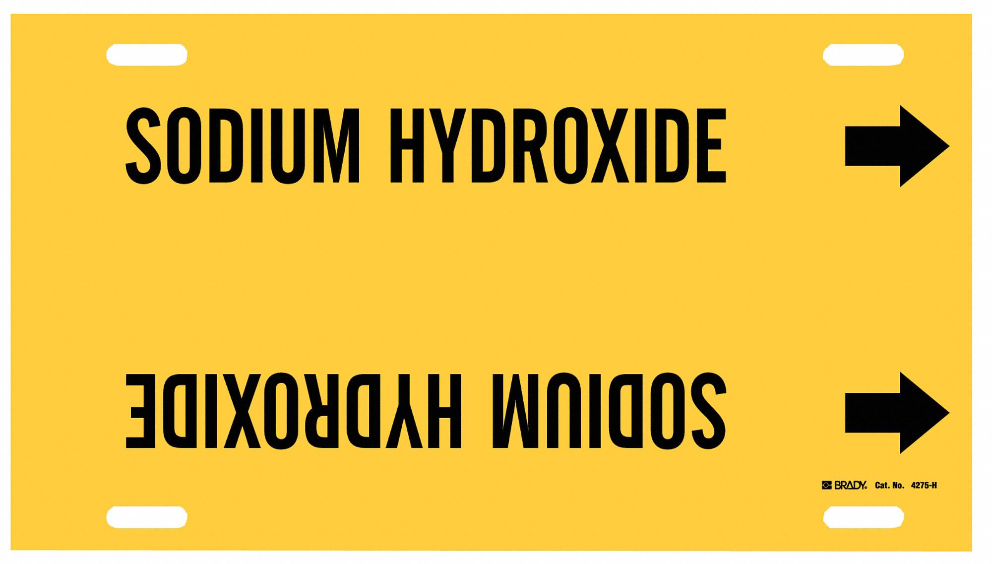 Pipe Marker,Sodium Hydroxide,Y,10to15 In