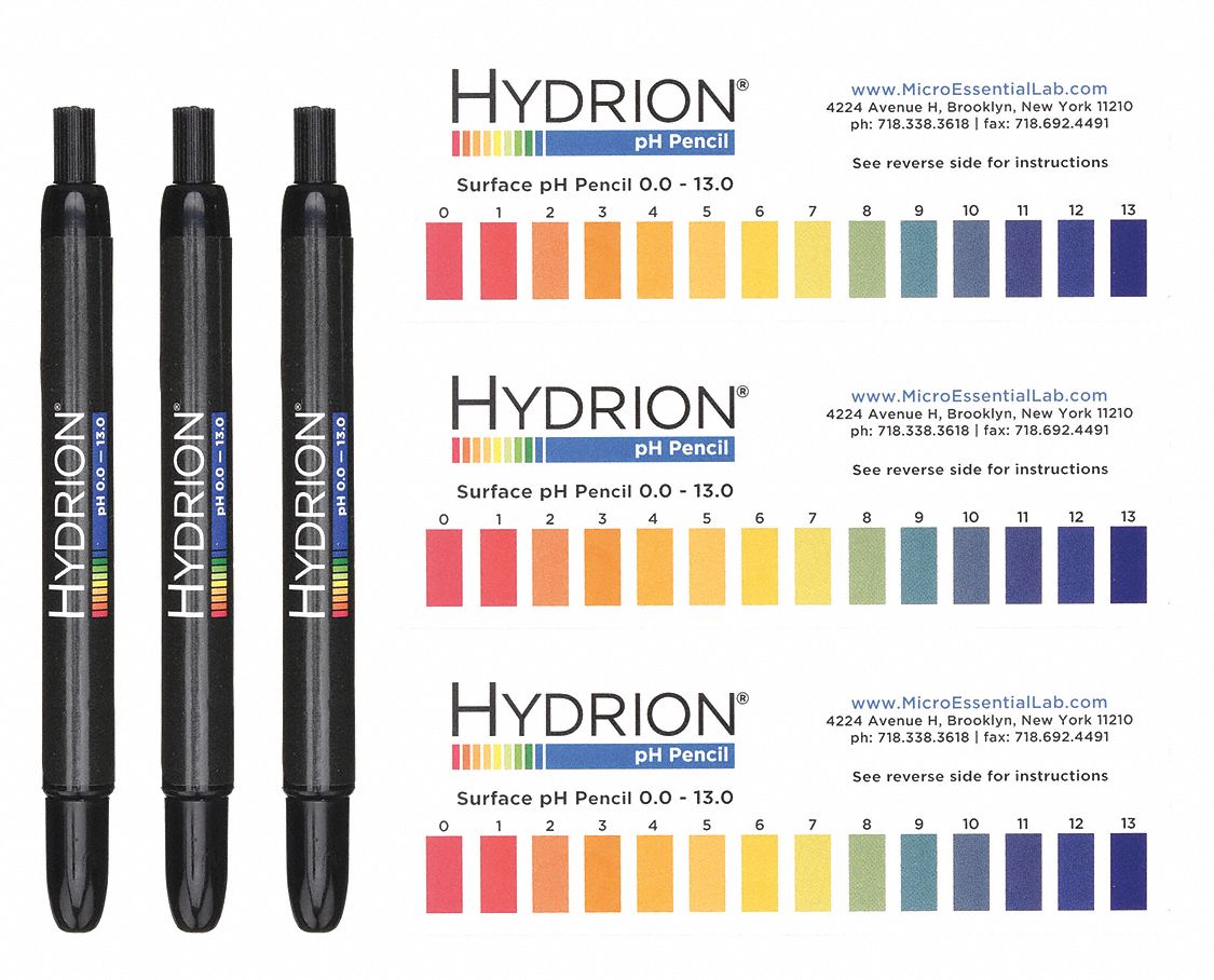 MICRO ESSENTIAL pH Pencil 3 PK Range 0 13 pH 9L411P12M Grainger