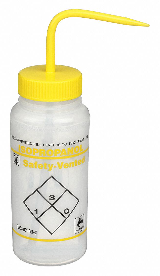 SP SCIENCEWARE Wash Bottle, Std, 16 oz, Isopropanol, Yw, PK6 9LGP4