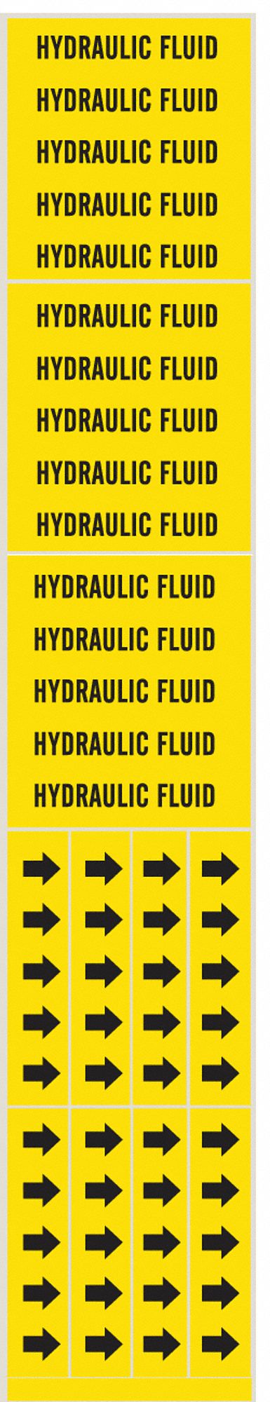 Pipe Marker,Hydraulic Fluid,Y,to 3/4 In